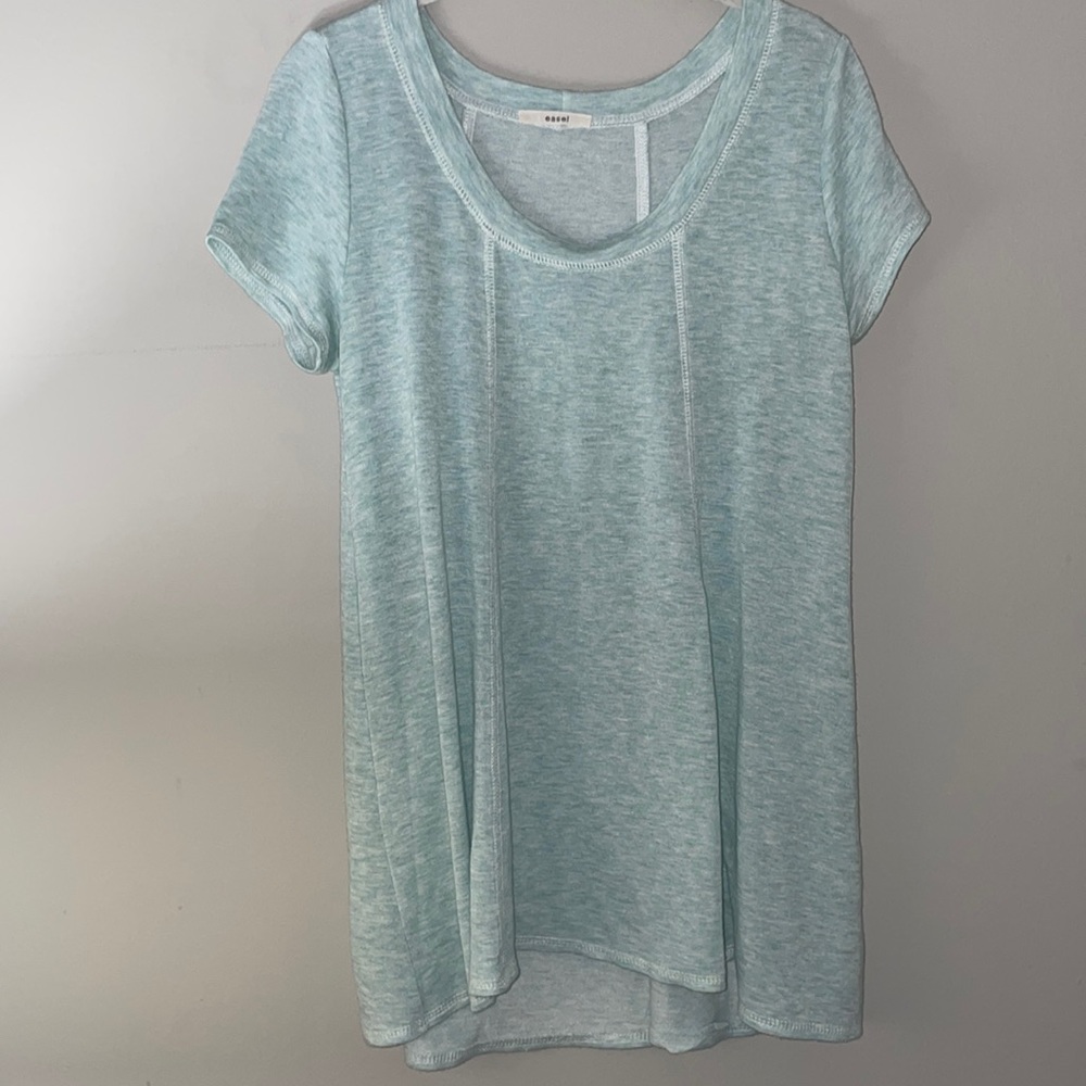 EASEL MINT GREEN SCOOP NECK SHORT SLEEVE TOP